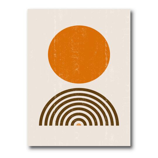 Designart - Abstract Minimal Orange Sun and Rainbow I